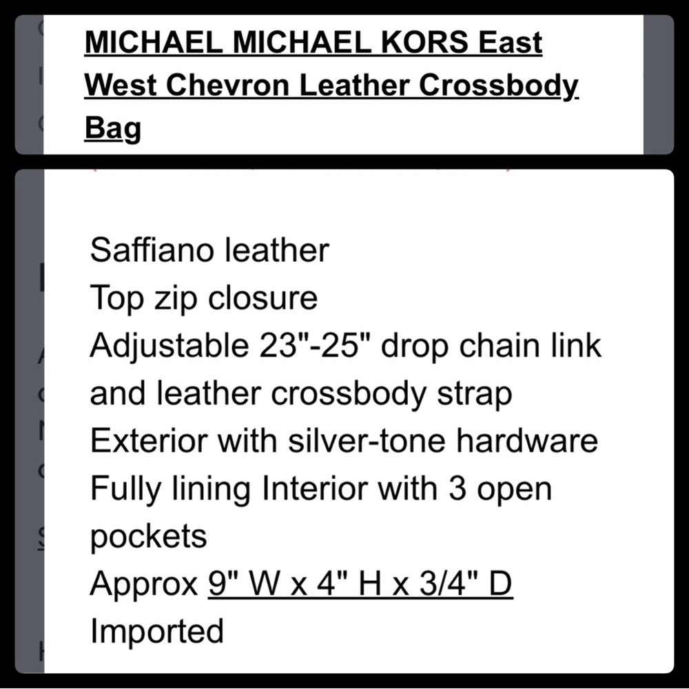 Michael Kors Coral and Light Red Crossbody‎ Bag with Chevron Design - Picture 3 of 12